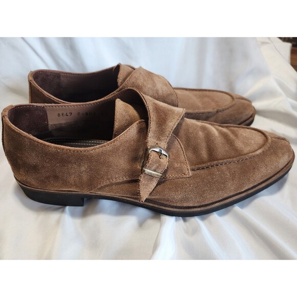 ALAN PAYNE Basel Suede Monk Strap Single Buckle Tan Men Dress Shoes Sz 12 Turkey - Picture 3 of 16